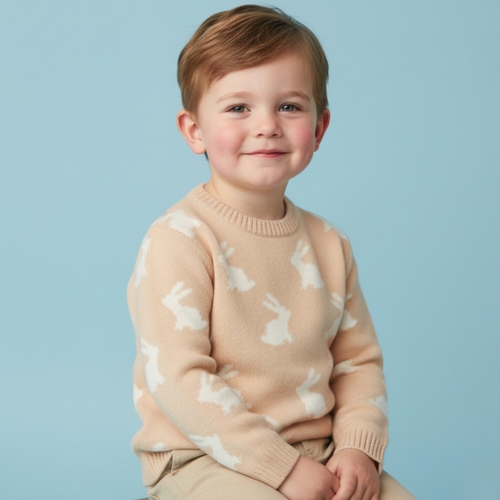 Wonder Nation Toddler Sweater with White Bunny Pattern - 4T